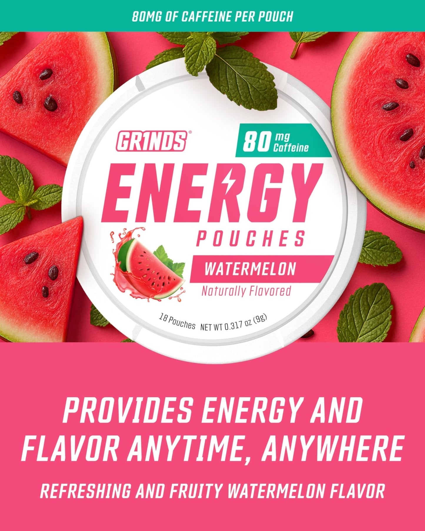 GRINDS Pouches Performance Sampler Pack - Includes Watermelon Energy, Caffeine-Free Piña Colada and Blue Raspberry Nootropic Pouches - Sugar-Free - Zero Calories - Maple Wellness Supplements