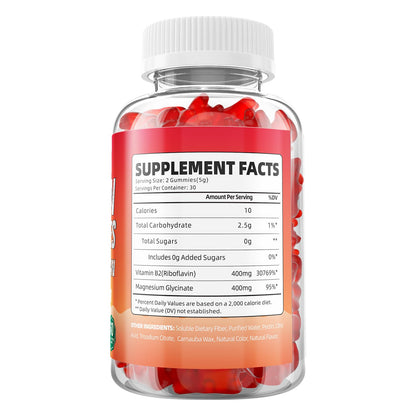 GrnLife 2 Pack Vitamin B2 Gummies, Riboflavin 400mg with Magnesium for Kids & Adults, Migraine Relief & Energy Support - Maple Wellness Supplements