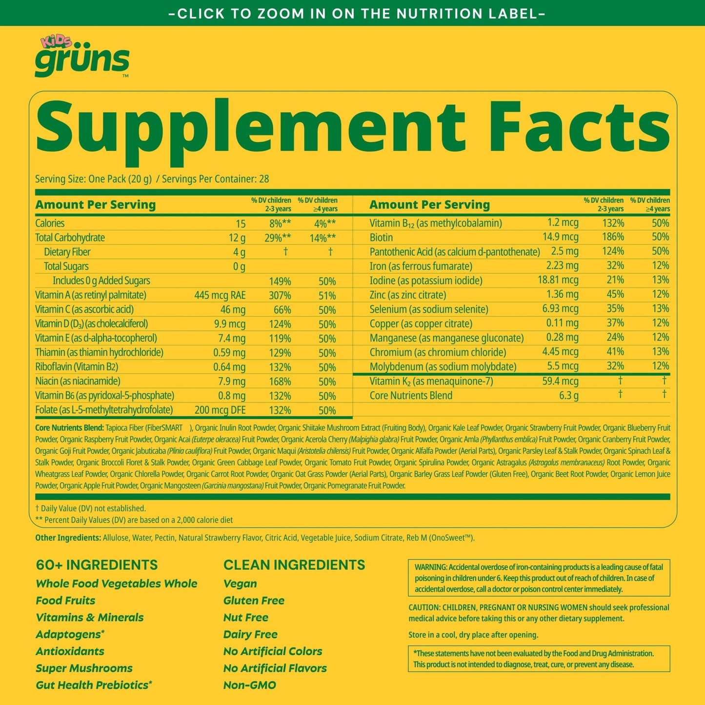 Gruns Multivitamin for Kids, Super Greens Gummies, Superfood Gummy Bears with 20+ Vitamins & Minerals, Spirulina, Chlorella, Alfalfa, Prebiotics Fiber for Digestive Health - Maple Wellness Supplements