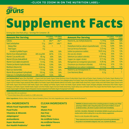 Gruns Multivitamin for Kids, Super Greens Gummies, Superfood Gummy Bears with 20+ Vitamins & Minerals, Spirulina, Chlorella, Alfalfa, Prebiotics Fiber for Digestive Health - Maple Wellness Supplements