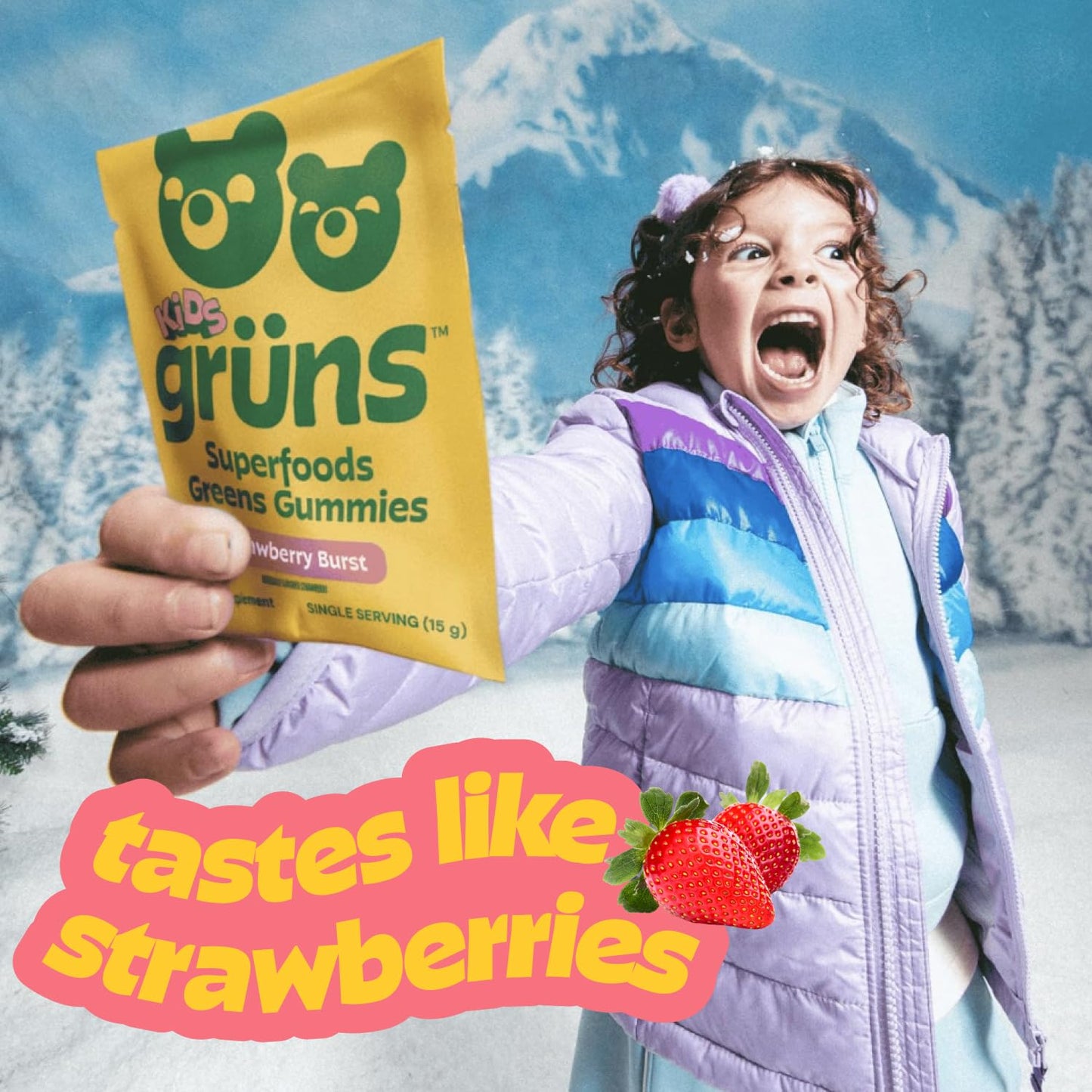 Gruns Multivitamin for Kids, Super Greens Gummies, Superfood Gummy Bears with 20+ Vitamins & Minerals, Spirulina, Chlorella, Alfalfa, Prebiotics Fiber for Digestive Health - Maple Wellness Supplements