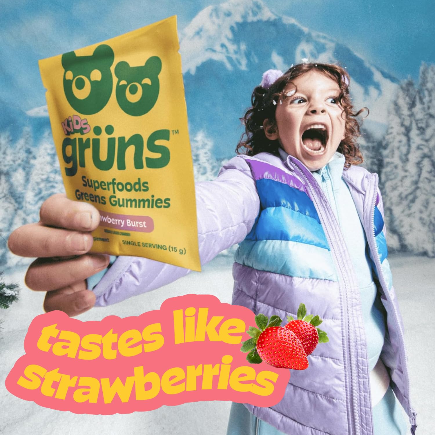 Gruns Multivitamin for Kids, Super Greens Gummies, Superfood Gummy Bears with 20+ Vitamins & Minerals, Spirulina, Chlorella, Alfalfa, Prebiotics Fiber for Digestive Health - Maple Wellness Supplements