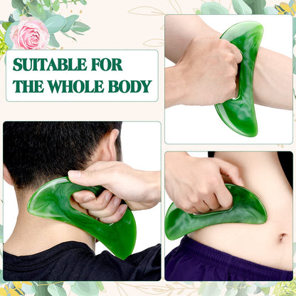 Gua Sha Massage Tool with Handle Resin Massage Tools Lymphatic Drainage Massager Body Shaping Gua Sha Tools for Full Body Men Women Birthday Festival Holiday Present (Green) - Maple Wellness Supplements