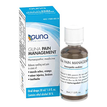Guna Pain Management Relieves Muscle Pain, Muscle Soreness, Joint Pain, Swelling from Injuries & Bruises - 1 Ounce - Maple Wellness Supplements