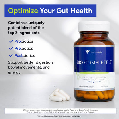Gundry MD® Bio Complete 3, 3-in-1 Probiotics for Gut Health, Probiotic Supplements for Digestion, Supplement Supporting Bloating, Gas, Food Cravings - Maple Wellness Supplements