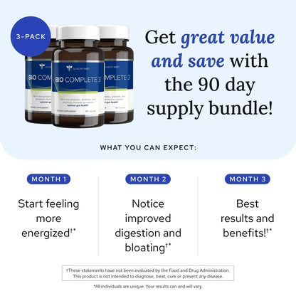 Gundry MD® Bio Complete 3 - Prebiotic, Probiotic, Postbiotic to Support Optimal Gut Health, 30 Day Supply (90 Day Supply) - Maple Wellness Supplements