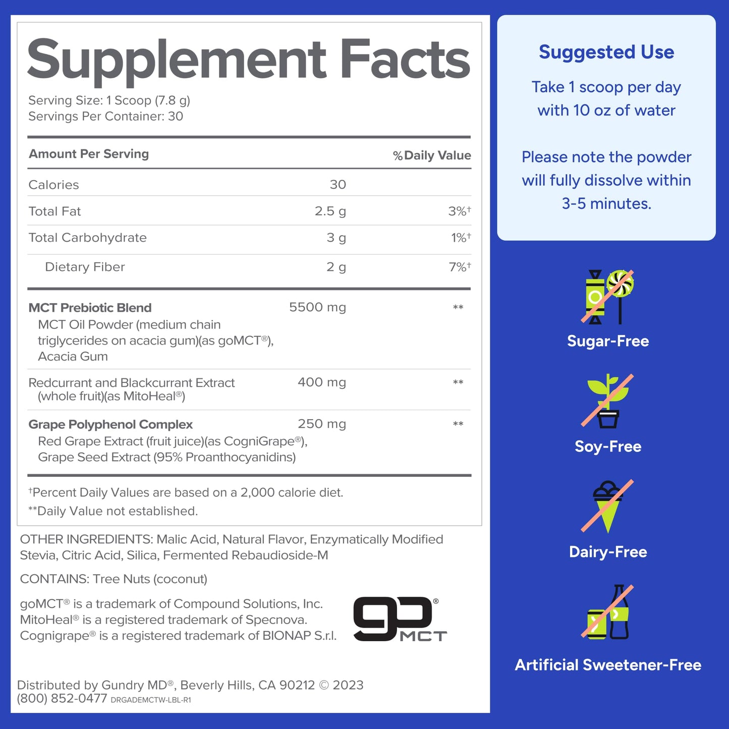 Gundry MD MCT Wellness Powder to Support Energy, Ketone Production and Brain Health, Keto Friendly, Sugar Free (30 Day Supply, Watermelon Lemonade) - Maple Wellness Supplements