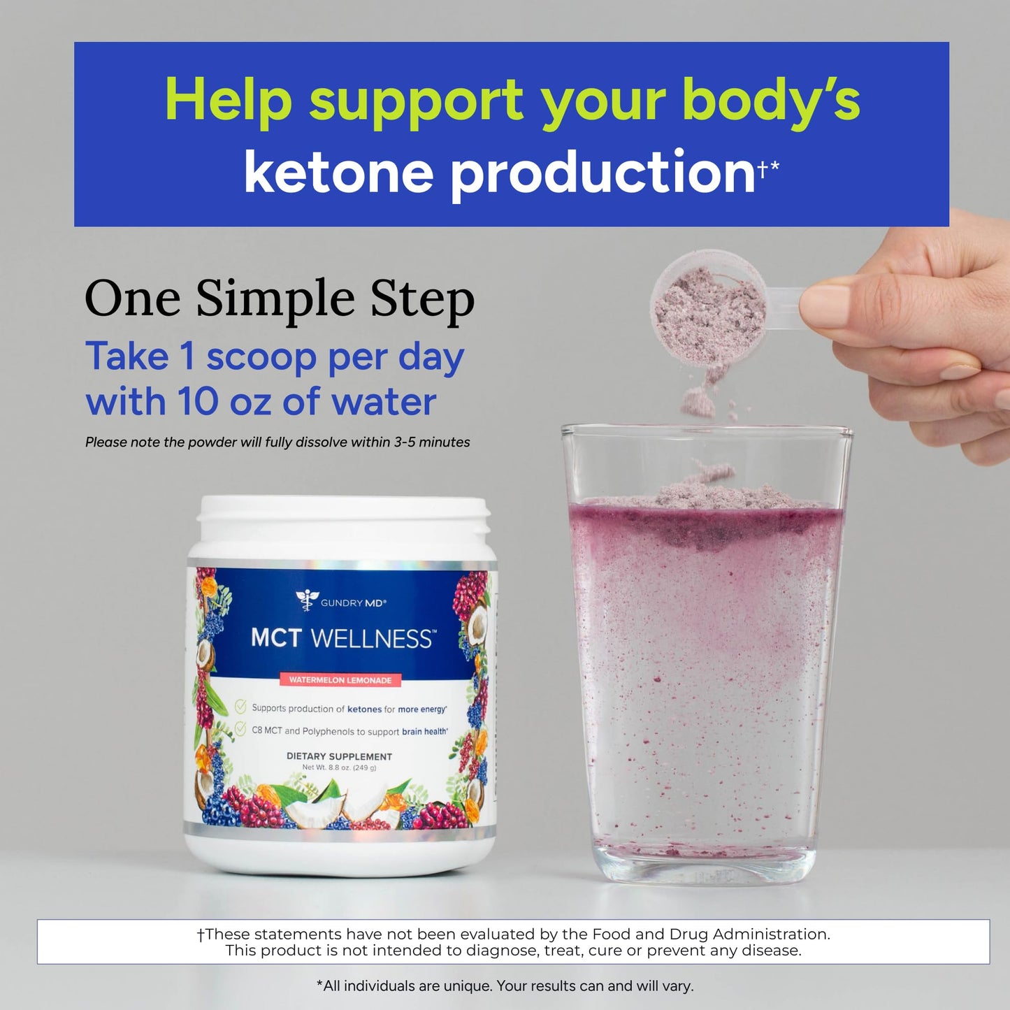 Gundry MD MCT Wellness Powder to Support Energy, Ketone Production and Brain Health, Keto Friendly, Sugar Free (30 Day Supply, Watermelon Lemonade) - Maple Wellness Supplements