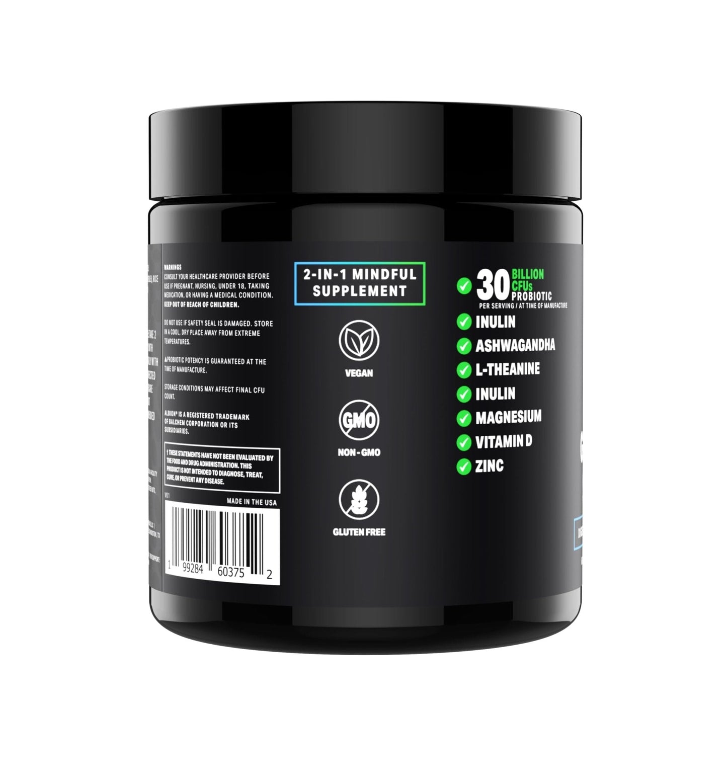 Gut-Brain Synergy Probiotic & Nootropic – 30Billion CFU Psychobiotic + Prebiotic with Ashwagandha, L-Theanine & Zinc for Gut Health, Mood Support, Stress Relief, Bloating Relief & Brain Focus & Memory - Maple Wellness Supplements