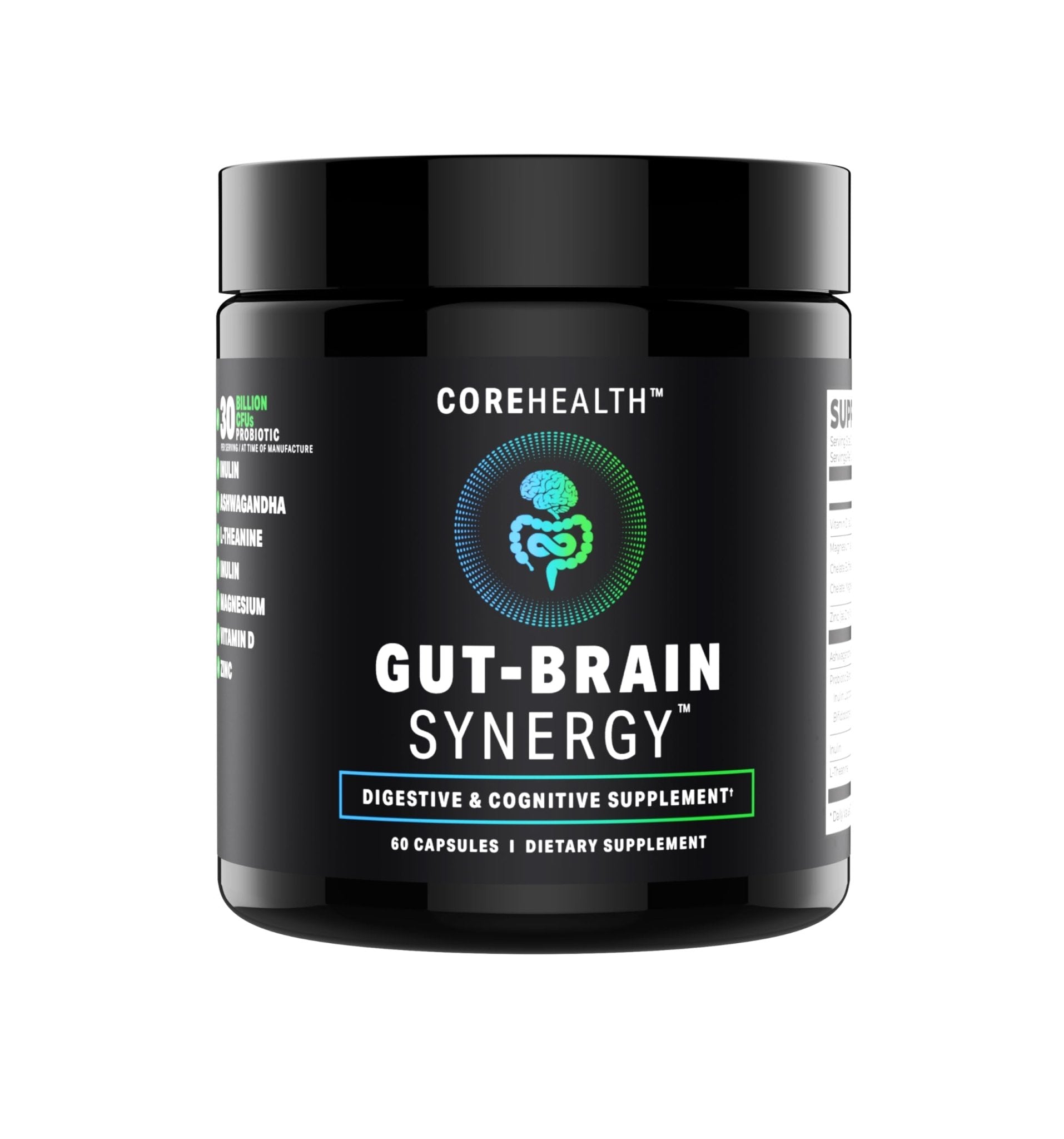 Gut-Brain Synergy Probiotic & Nootropic – 30Billion CFU Psychobiotic + Prebiotic with Ashwagandha, L-Theanine & Zinc for Gut Health, Mood Support, Stress Relief, Bloating Relief & Brain Focus & Memory - Maple Wellness Supplements