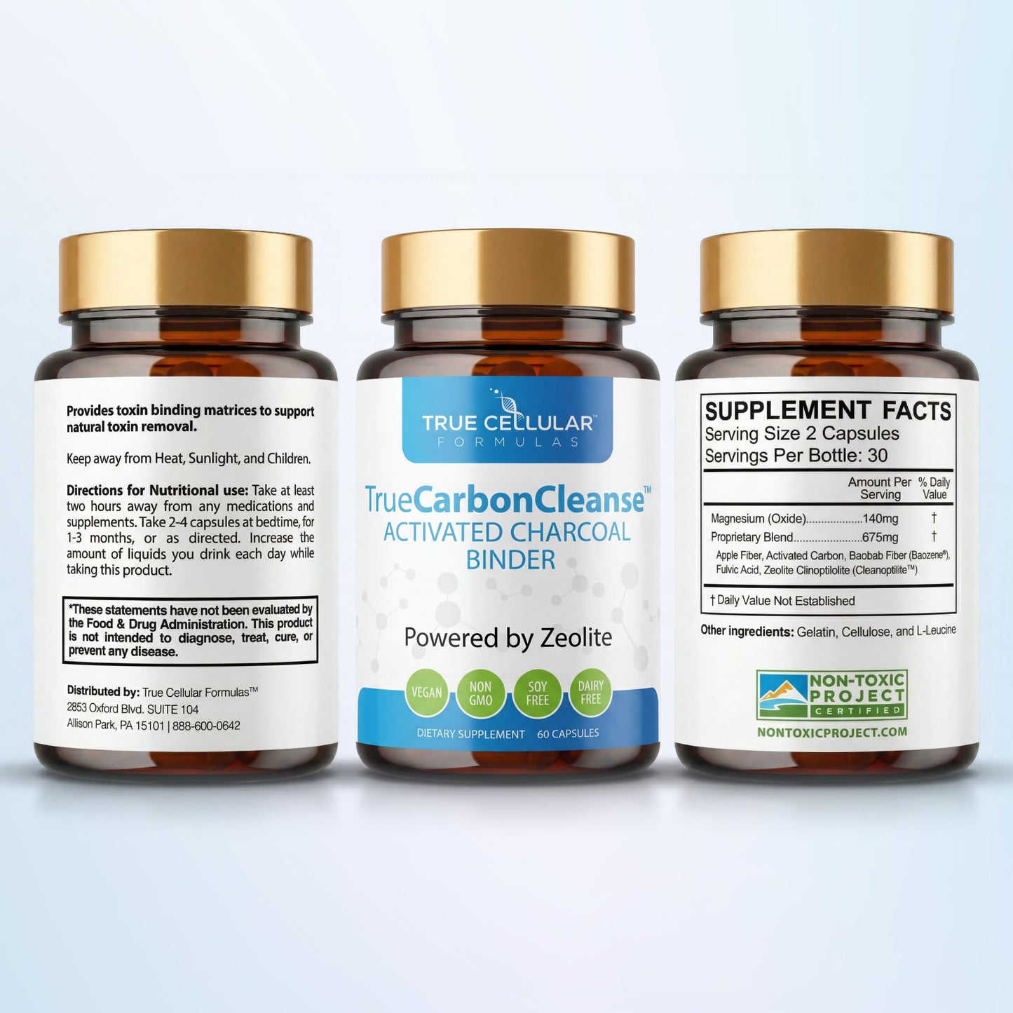 Gut Detox & Liver Cleanse - Organic Activated Charcoal Capsules with Clinoptilolite Zeolite Binder - TrueCarbonCleanse™ Carbon Supplement - 60 Bamboo Charcoal Pills - Maple Wellness Supplements