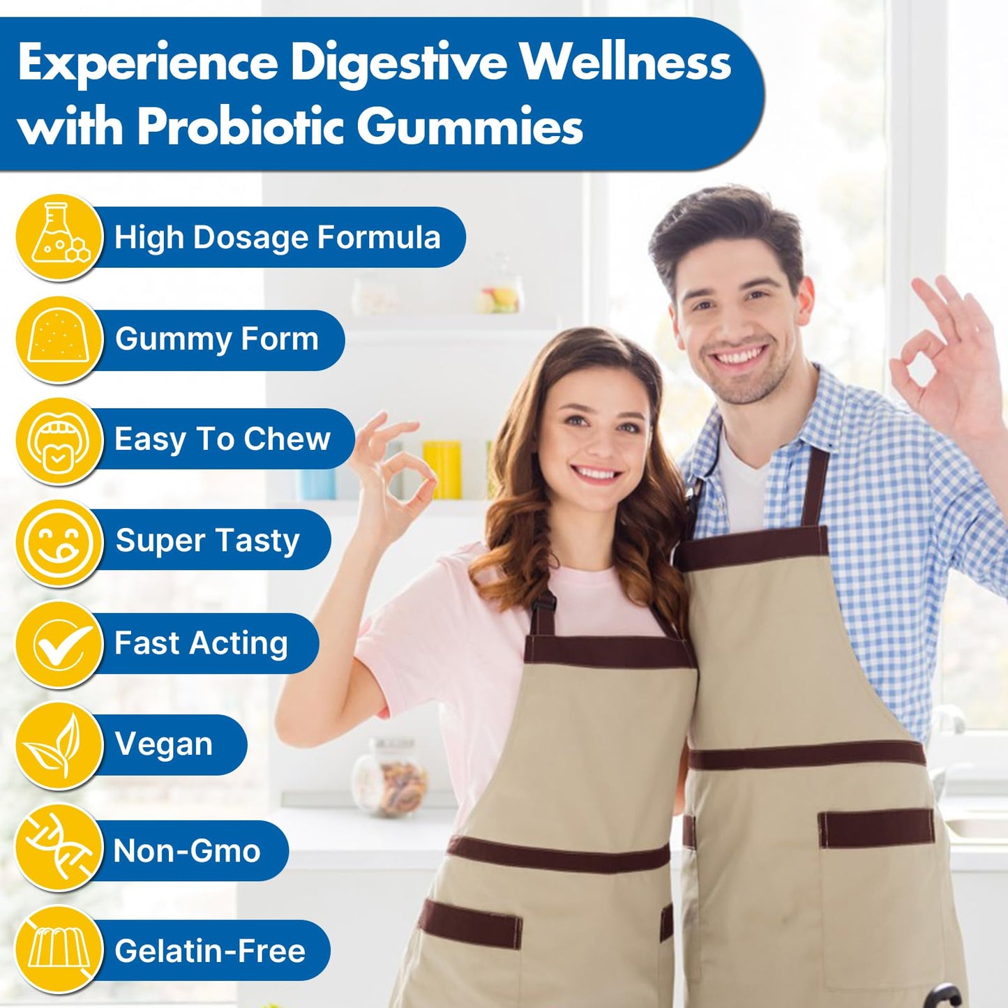 Gut Health & Probiotic Gummies, 112.5 Billion CFU, Sugar Free - 8 Strains + Prebiotics + Herbs - for Digestive, Immune, Diarrhea & Bloating - Gut Health for Women & Men - Maple Wellness Supplements