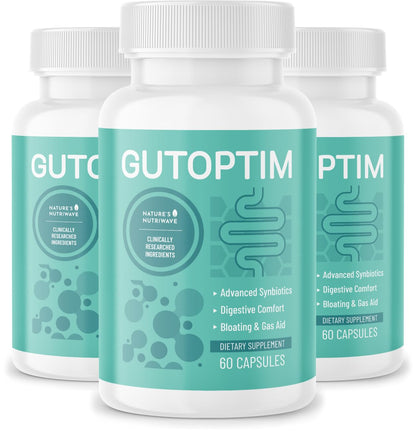 GutOptim Probiotic & Prebiotic Capsules | Pre and Probiotics for Synbiotic Gut Health & Bloating Relief for Women & Men | Enzyme with Probiotics for Digestive Health | Non-GMO, 60 Ct, 3 Month Supply - Maple Wellness Supplements