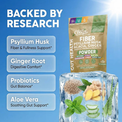 GutResto Fiber Supplement Psyllium Husk Powder Probiotic Gut Health Digestive Enzymes Prebiotic L-Glutamine Slippery Elm Aloe Vera Marshmallow Root Turmeric Ginger - Maple Wellness Supplements
