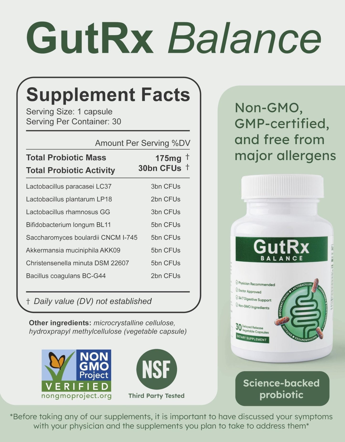 GutRx Balance – Probiotics for Women & Men with Akkermansia Probiotic & Christensenella, GLP-1 Alternative for Gut Health with Lactobacillus Plantarum, - Maple Wellness Supplements