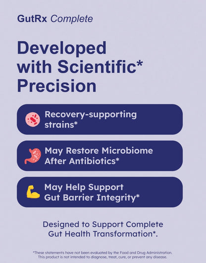GutRx Complete Probiotic, Prebiotic, Postbiotic, Alternative with Akkermansia & Christensenella for Gas, Bloating, Gut Barrier & Microbiome Support - Maple Wellness Supplements
