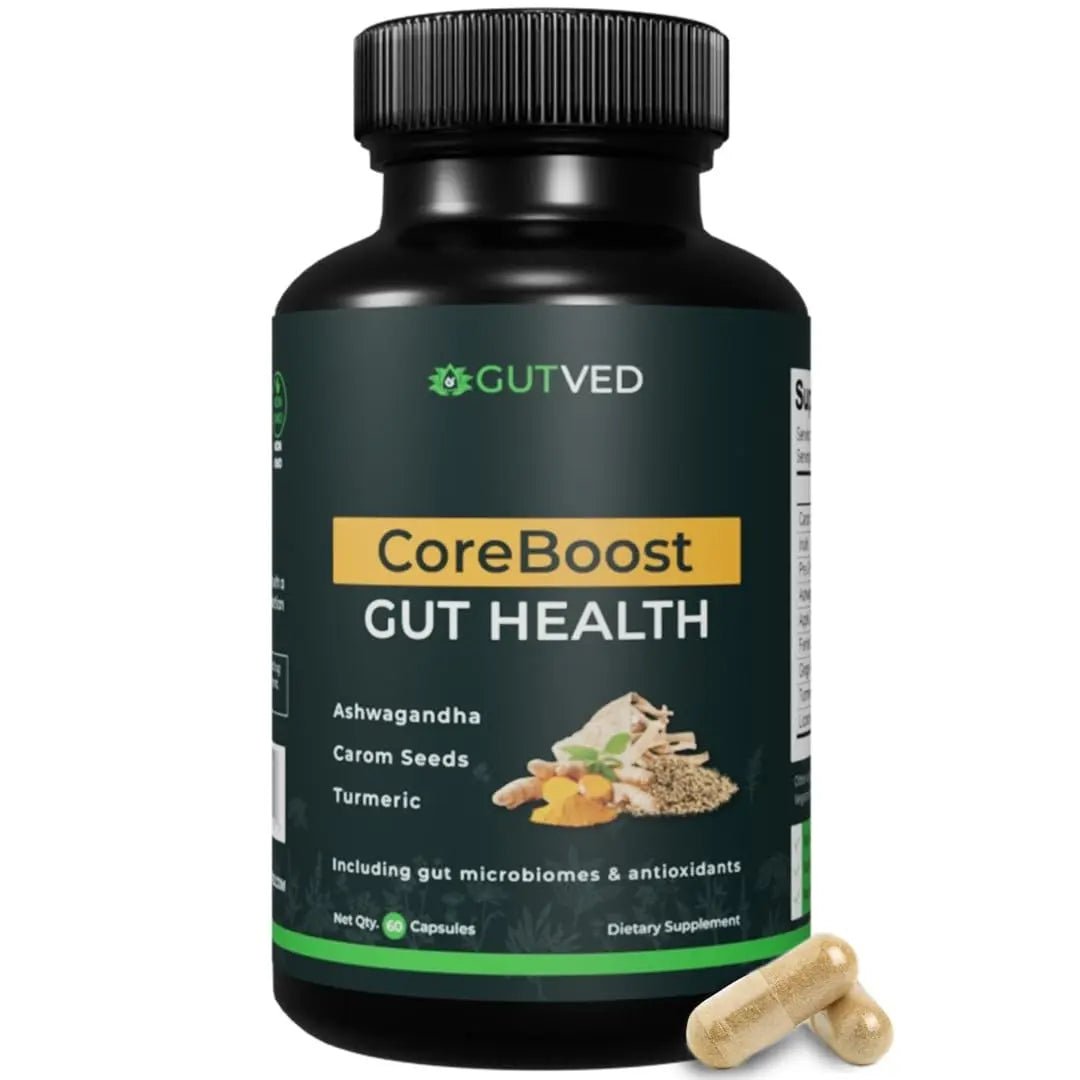 GUTVED Bloating & Gas Relief Probiotic for Women & Men | 9-in-1 Gut & Digestive Support with Probiotics, Prebiotic Inulin, Turmeric, Ginger & Fennel | Daily Plant-Based Capsules, 60 Count - Maple Wellness Supplements