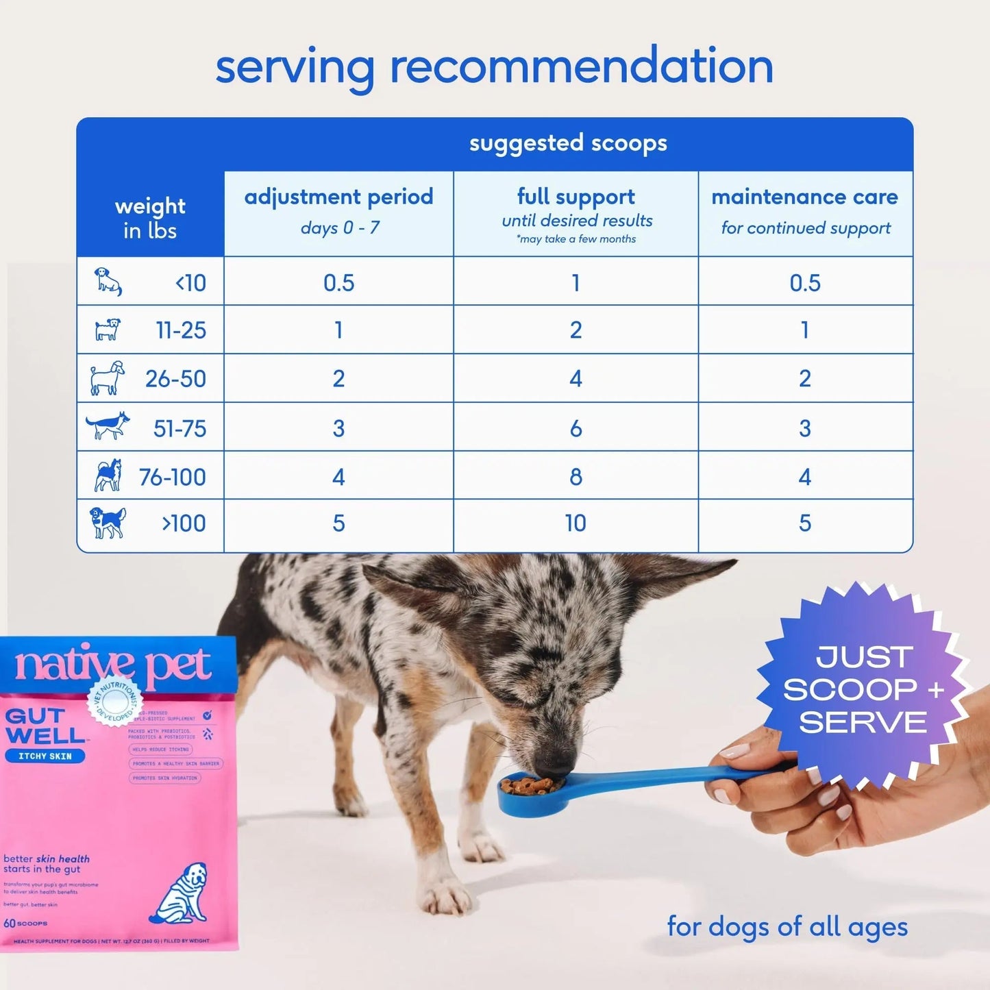 GutWell Itchy Skin - Dog Itching Skin Relief & Seasonal Allergy Itch Relief for Dogs - Promotes Skin Hydration, Elasticity & Healthy Barrier with Triple-biotic Blend, Zinc, & Vitamin E - 60 Scoops - Maple Wellness Supplements
