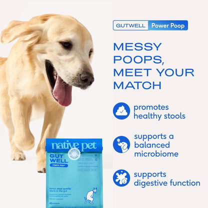 GutWell Power Poop - Digestive Enzymes & Fiber for Dogs - Dog Fiber Supplements Help with Diarrhea Relief, Upset Stomach, Pet Gas & Gut Health with Targeted Triple-Biotic Blend & M-Fiber - 60 Scoops - Maple Wellness Supplements