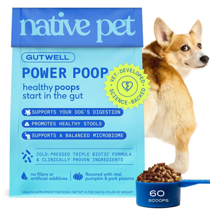 GutWell Power Poop - Digestive Enzymes & Fiber for Dogs - Dog Fiber Supplements Help with Diarrhea Relief, Upset Stomach, Pet Gas & Gut Health with Targeted Triple-Biotic Blend & M-Fiber - 60 Scoops - Maple Wellness Supplements