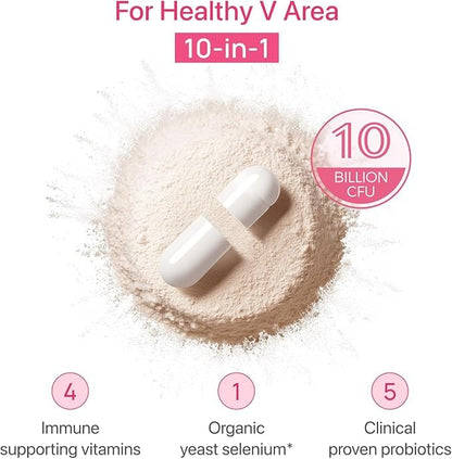 Gynable Vaginal Probiotics for Women Odor & Itch Support, Urinary | pH Balance, Female Probiotics 10 Billion CFU Lactobacillus Probiotics Blend,Selenium-Vitamin C/E/D3 Promote Immune Health,60 Count - Maple Wellness Supplements