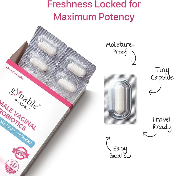 Gynable Vaginal Probiotics for Women Odor & Itch Support, Urinary | pH Balance, Female Probiotics 10 Billion CFU Lactobacillus Probiotics Blend,Selenium-Vitamin C/E/D3 Promote Immune Health,60 Count - Maple Wellness Supplements