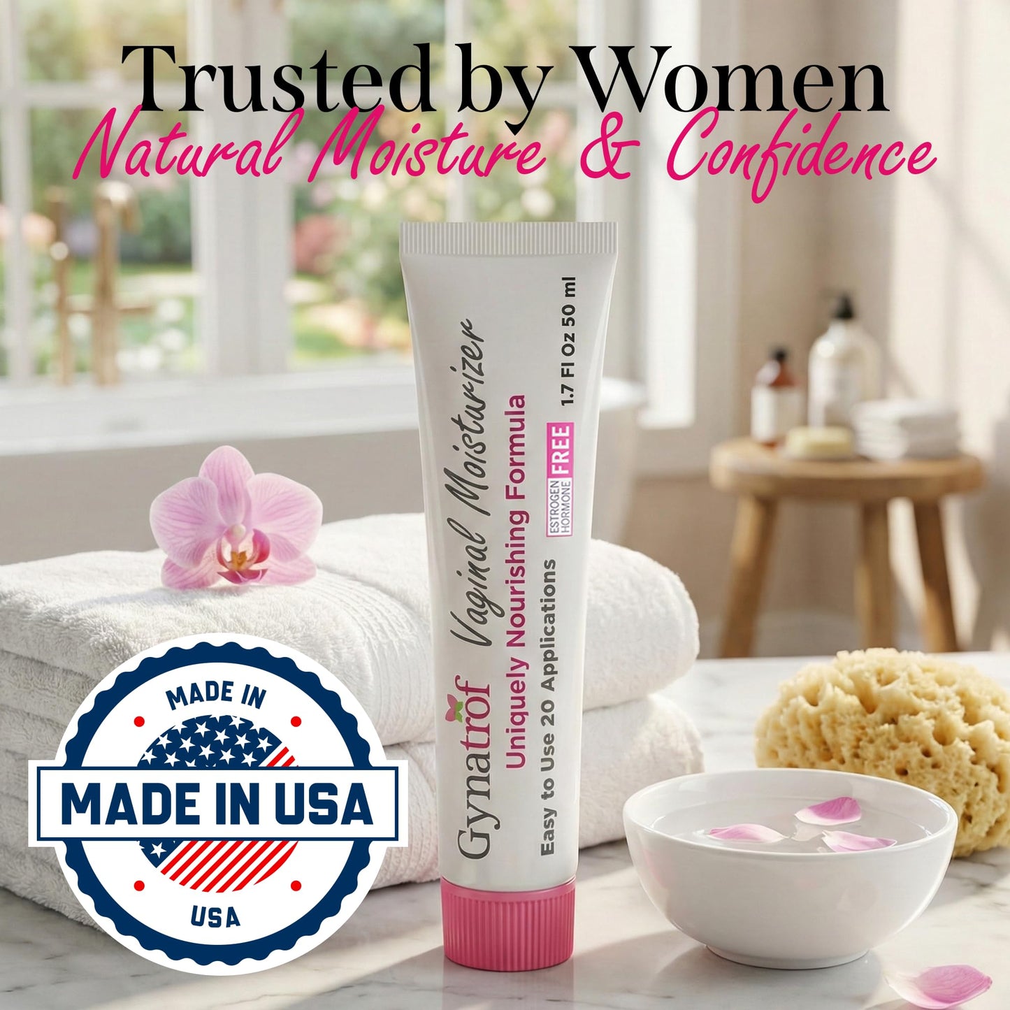Gynatrof Vaginal Moisturizer, Long-Lasting for Vaginal Dryness & Irritation, Hormone-Free Hyaluronic Acid & Vitamin E Feminine Care, Daily Hydration For Intimate Feminine Care, 1.7 fl oz - Maple Wellness Supplements