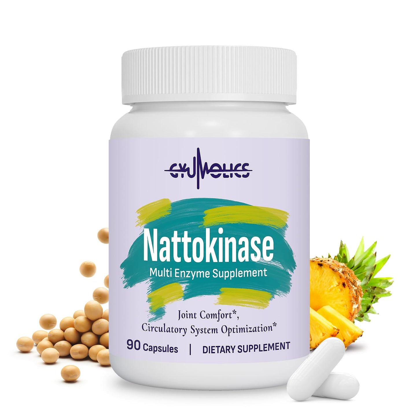 Gyumolics Nattokinase Supplement 10000FU with Organic Nattokinase, Serrapeptase, Bromelain, Curcumin, Vitamin E & Ginseng, - Maple Wellness Supplements