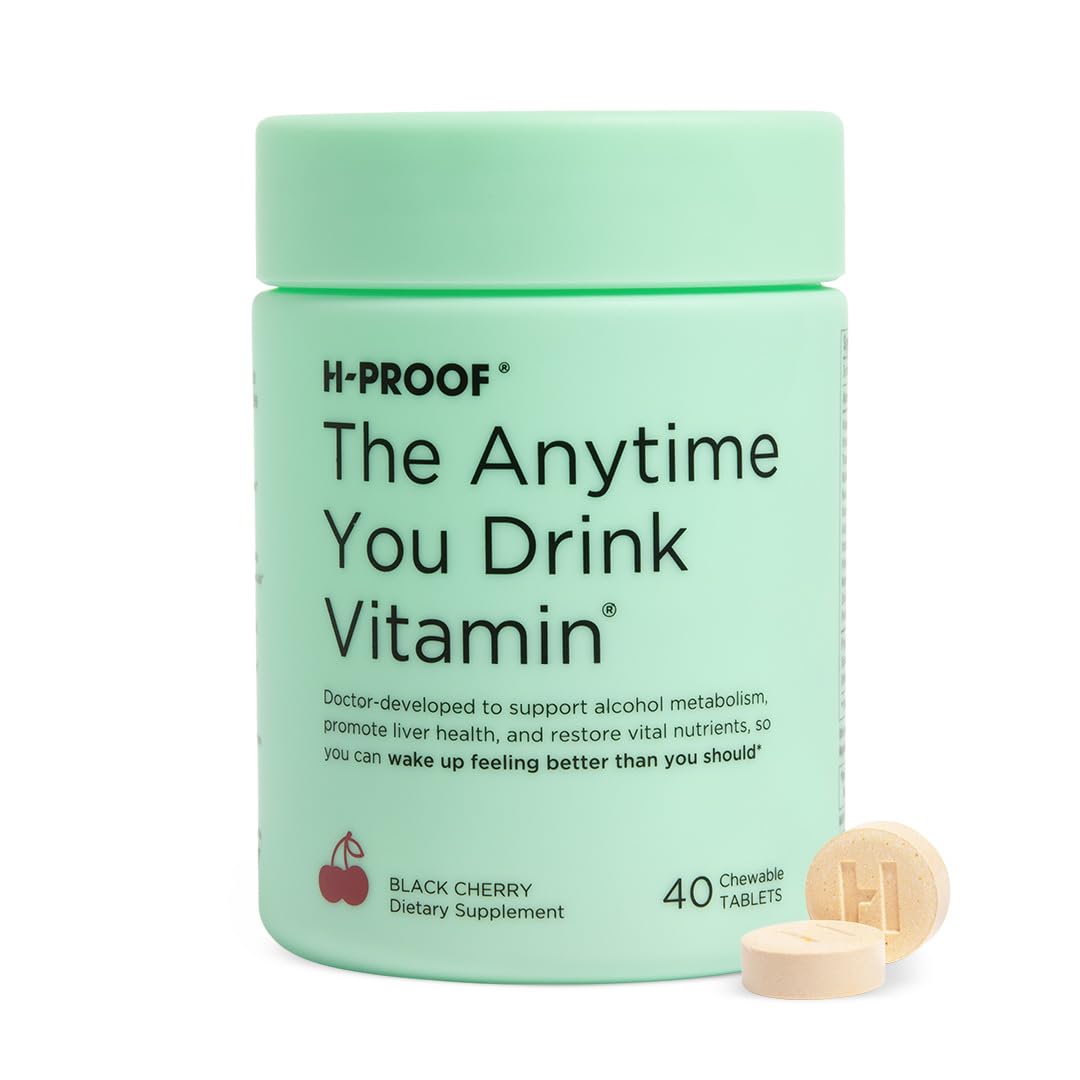 H-PROOF The Anytime You Drink Vitamin, Liver Health & Immunity Support with Electrolytes, Milk Thistle, and Vitamins B & C - 40 Chewable Tablets - Maple Wellness Supplements