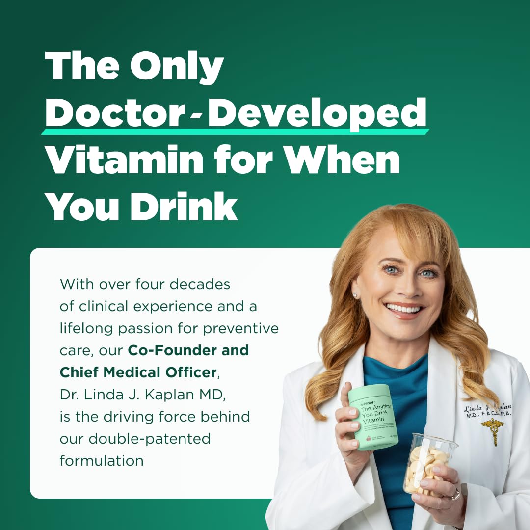 H-PROOF The Anytime You Drink Vitamin, Liver Health & Immunity Support with Electrolytes, Milk Thistle, and Vitamins B & C - 40 Chewable Tablets - Maple Wellness Supplements