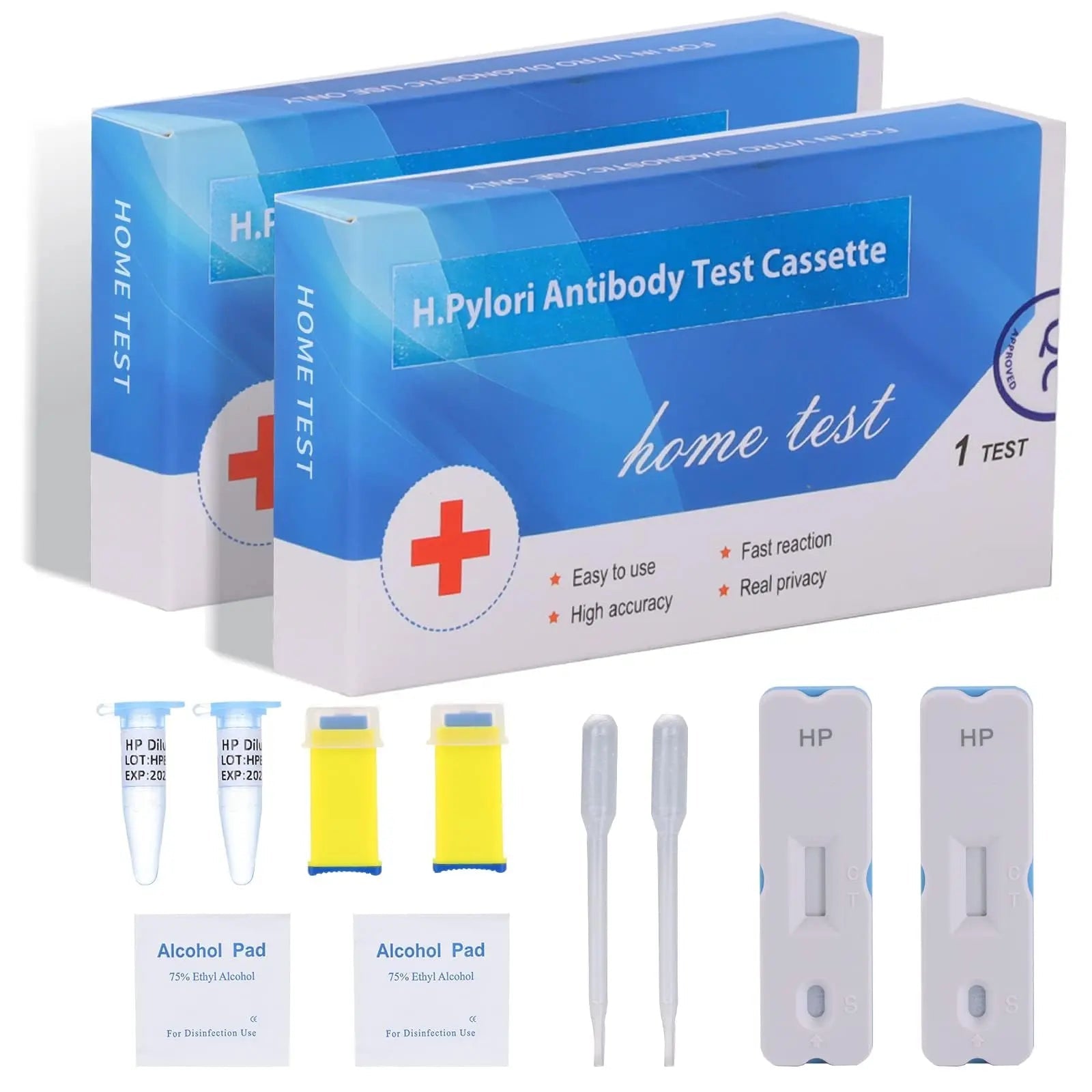 H. Pylori，Helicobacter Pylori Detection 2 Test kit, 10-15 Minutes of Quick Home Testing, The Result is Highly Accurate, Easy to use and Read - Maple Wellness Supplements