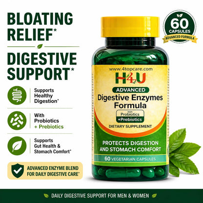 H4U Advanced Digestive Enzymes with Probiotics & Prebiotics – Multi Enzyme Supplement for Gut Health, Digestion Support, Bloating Relief & Stomach Comfort, - Maple Wellness Supplements