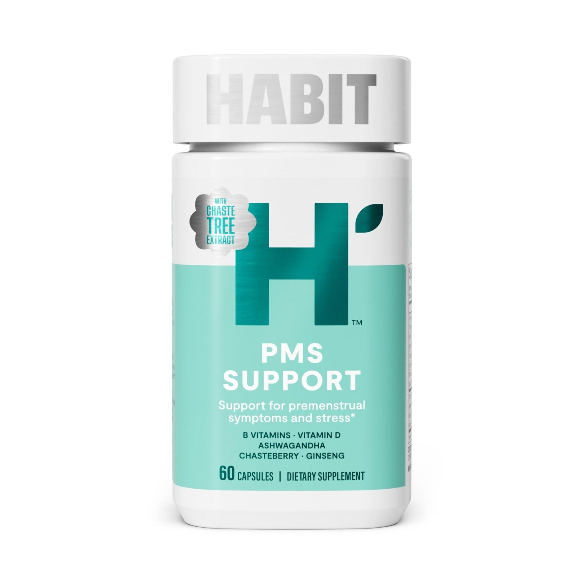 Habit PMS Support Supplement for Women (60 Capsules) - Supports Premenstrual Symptoms & Stress, Hormone Balance, Mood, B Vitamins, Vitamin D, Chasteberry, Ashwagandha, Gluten-Free, Non-GMO (1 Pack) - Maple Wellness Supplements