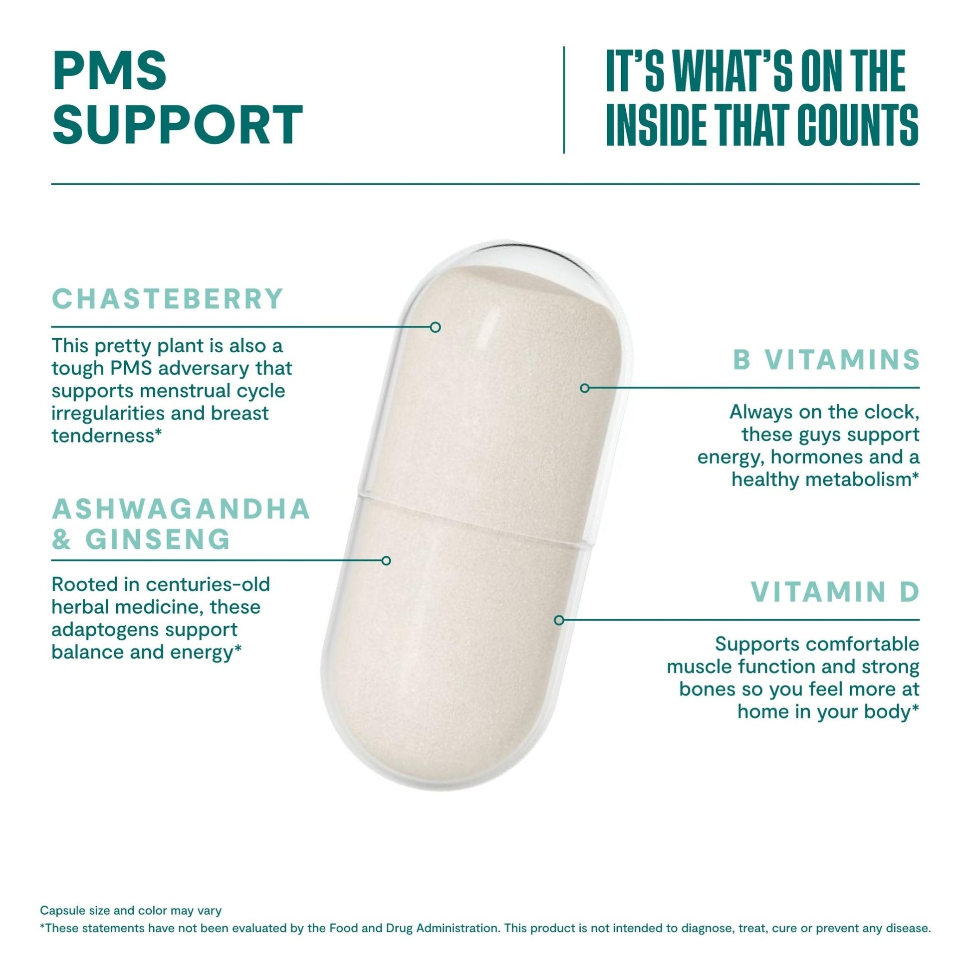 Habit PMS Support Supplement for Women (60 Capsules) - Supports Premenstrual Symptoms & Stress, Hormone Balance, Mood, B Vitamins, Vitamin D, Chasteberry, Ashwagandha, Gluten-Free, Non-GMO (1 Pack) - Maple Wellness Supplements