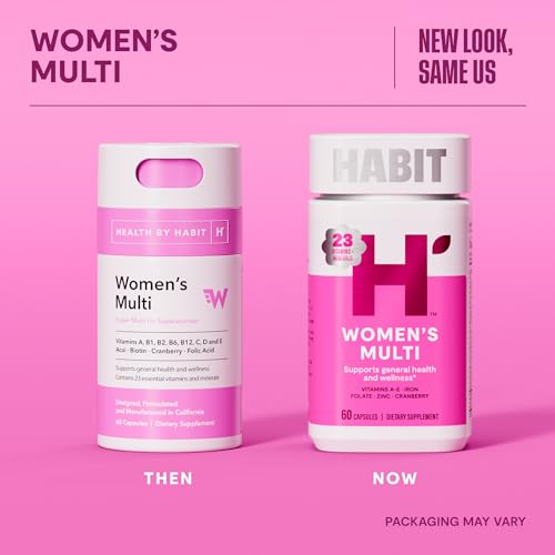 Habit Womens Multi Supplement (60 Capsules) - New Look, Supports General Health & Wellness, 23 Essential Vitamins and Minerals, Fruit extracts - Maple Wellness Supplements