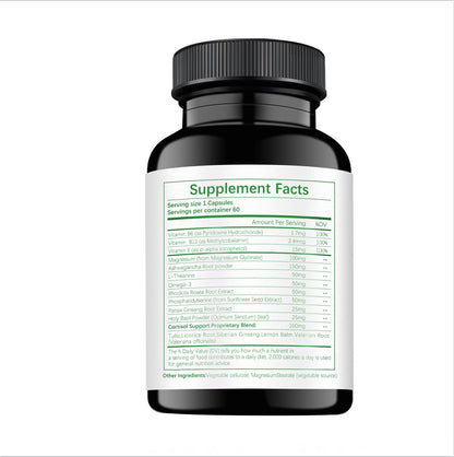 HABIZIYA Cortisol Manager Supplement for Women and Men Adrenal Support with Ashwagandha, Rhodiola Rosea, Holy Basil, Mood & Sleep Support - Non-GMO, Vegan Capsules (60 Count) - Maple Wellness Supplements