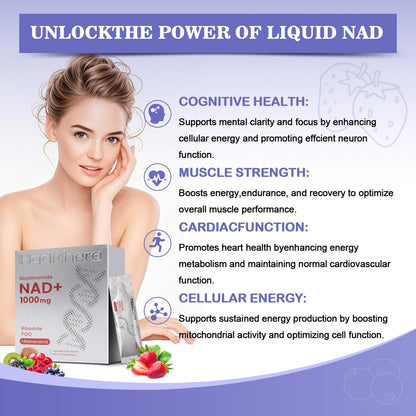 Haditheran NAD Supplement 1000mg Synergistic Blend with Nicotinamide Riboside, PQQ & Resveratrol - Premium Anti-Aging Supplement for Cellular Energy, Mental Clarity and Longevity (30 Packets) - Maple Wellness Supplements