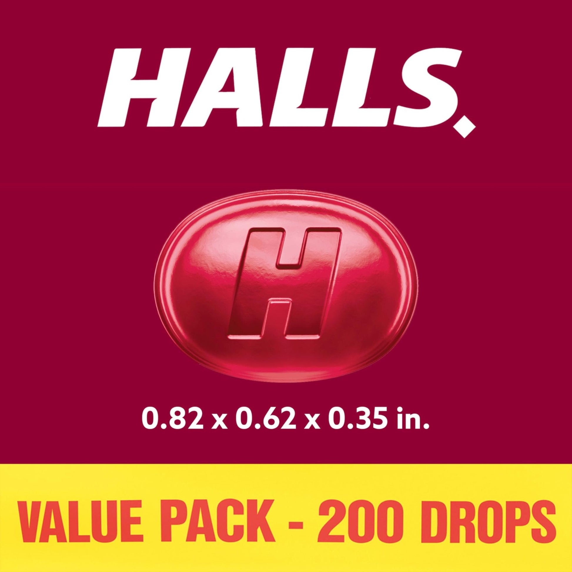 HALLS Cough and Throat Relief Cherry Cough Drops, Bulk Pack, 200 Drops - Maple Wellness Supplements