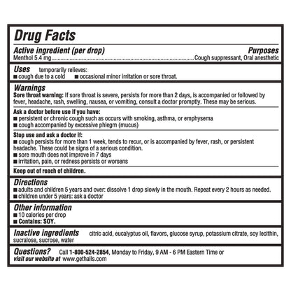 HALLS Cough and Throat Relief Mentho-Lyptus Cough Drops, Value Pack, 80 Drops - Maple Wellness Supplements