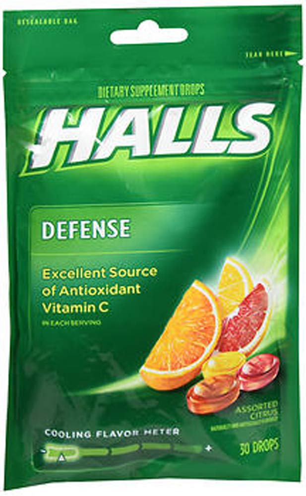Halls Defense Vitamin C Assorted Citrus Supplement Drops - 30 Drops - Maple Wellness Supplements