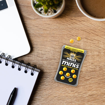 Halls Minis Honey Lemon Flavor Sugar Free Cough Drops, 48 Drops - Maple Wellness Supplements