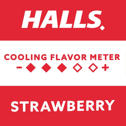 HALLS Throat Relief Strawberry Cough Drops, Value Pack, 80 Drops - Maple Wellness Supplements