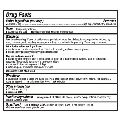 HALLS Throat Relief Strawberry Cough Drops, Value Pack, 80 Drops - Maple Wellness Supplements