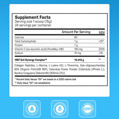 Happy Mammoth Complete Gut Repair Probiotic, Prebiotic, Fiber & Collagen Supplement for Gut Health, Digestion, Healthy Gut Microbiome, Reduces Constipation & Bloating 24 Servings, Vanilla Flavor - Maple Wellness Supplements