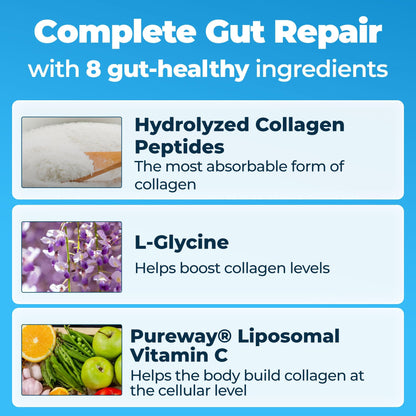 Happy Mammoth Complete Gut Repair Probiotic, Prebiotic, Fiber & Collagen Supplement for Gut Health, Digestion, Healthy Gut Microbiome, Reduces Constipation & Bloating 24 Servings, Vanilla Flavor - Maple Wellness Supplements