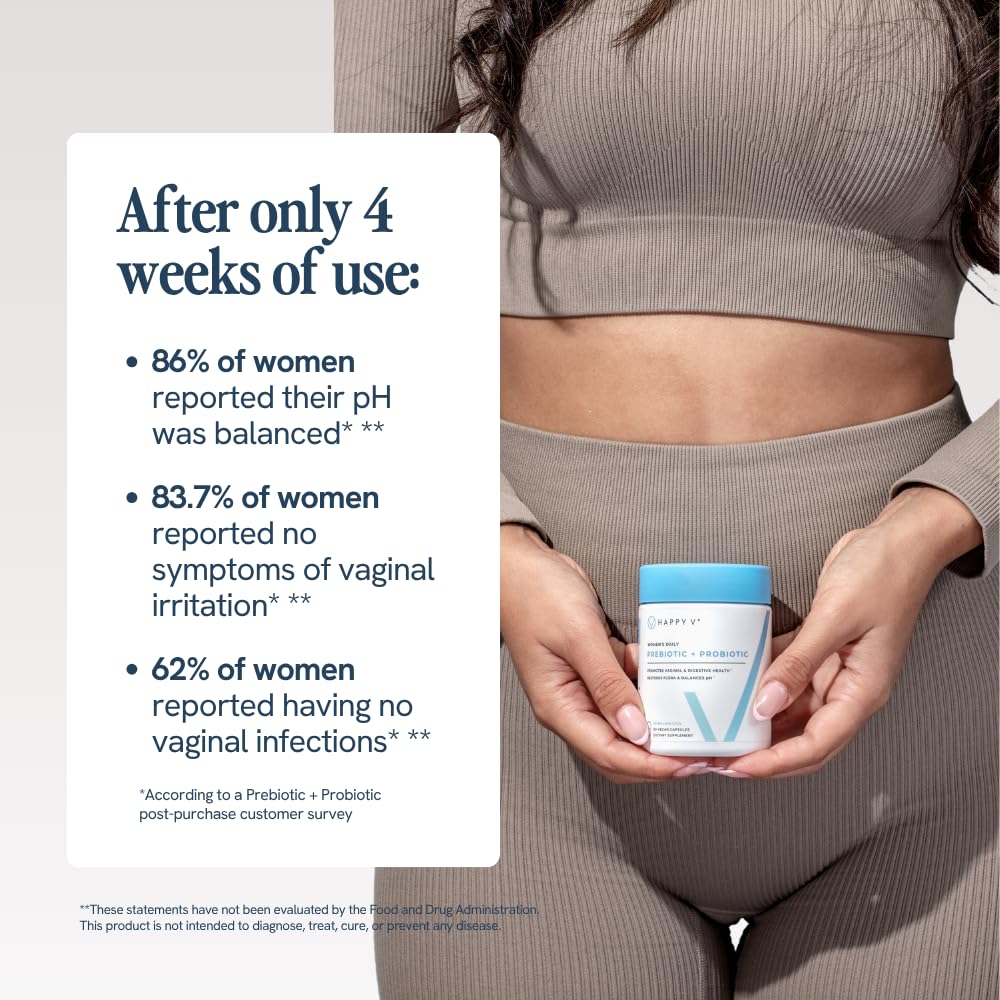 Happy V Dr. Formulated Vaginal Probiotics for Women Odor & Itch Support, Urinary & Gut Health, pH Balance | Womens Daily Probiotic - Maple Wellness Supplements