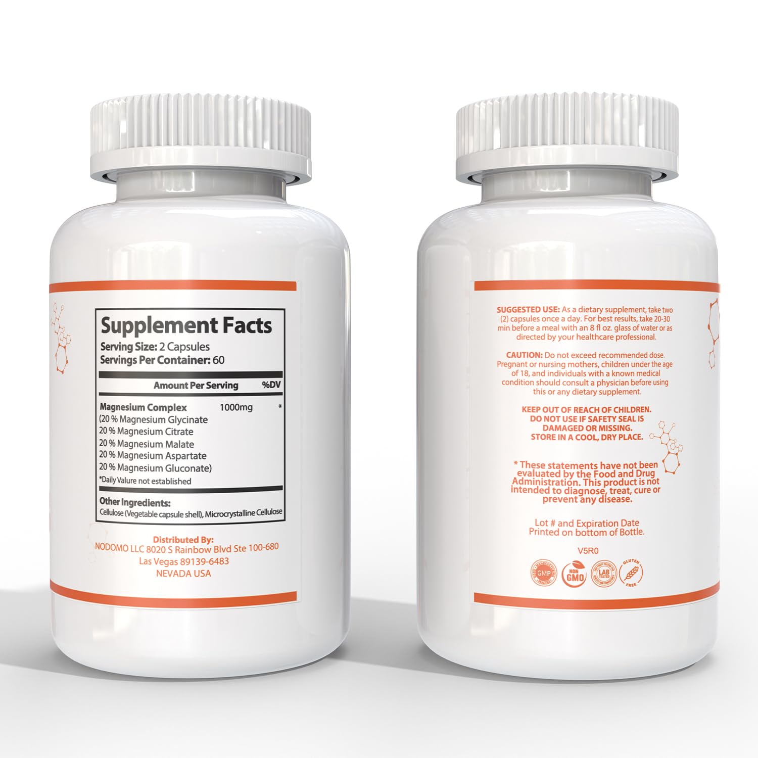 HARMONIFY Magnesium Glycinate Citrate Malate Aspartate Gluconate, 5 in 1 Formula, 120 Purified Veggie Capsule, 1000 mg, Gluten Free, Non-GMO, 60 Days Serving - Maple Wellness Supplements