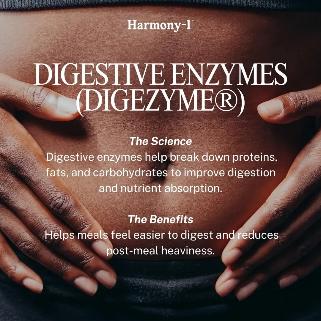 Harmony-1 Gut Health Supplement — Digestive Enzymes + Probiotics for Bloating Relief & Digestive Comfort — GLP-1 Friendly Digestive Support — 60 Capsules - Maple Wellness Supplements