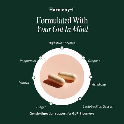 Harmony-1 Gut Health Supplement — Digestive Enzymes + Probiotics for Bloating Relief & Digestive Comfort — GLP-1 Friendly Digestive Support — 60 Capsules - Maple Wellness Supplements