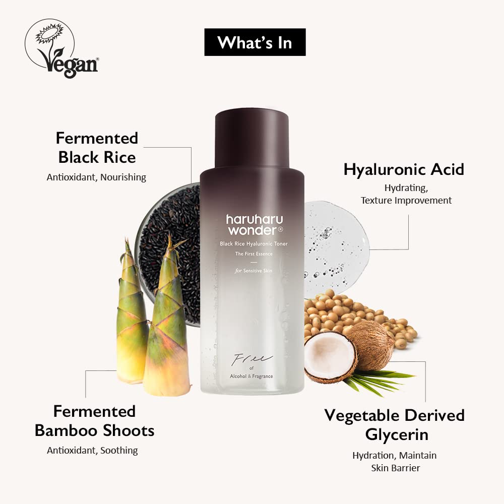 haruharu Wonder Black Rice Hyaluronic Toner for Sensitive Skin, Alcohol Free, Fragrance Free, Deep Hydration - Maple Wellness Supplements